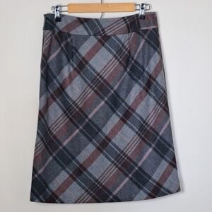 Vintage Ann Taylor Wool Blend Plaid A-Line Skirt SZ 8